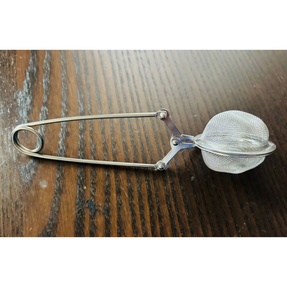 Stainless Steel Snap Mesh Tea Ball Strainer 6”  In Pincer Handle Infuser